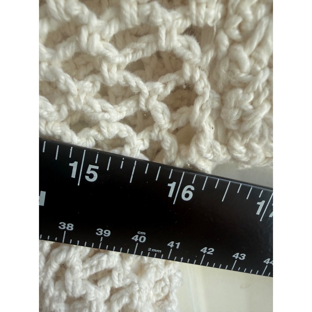 Free People Ivory Crochet Knit Button Front Top Scalloped Collar Womens Small - Picture 8 of 9